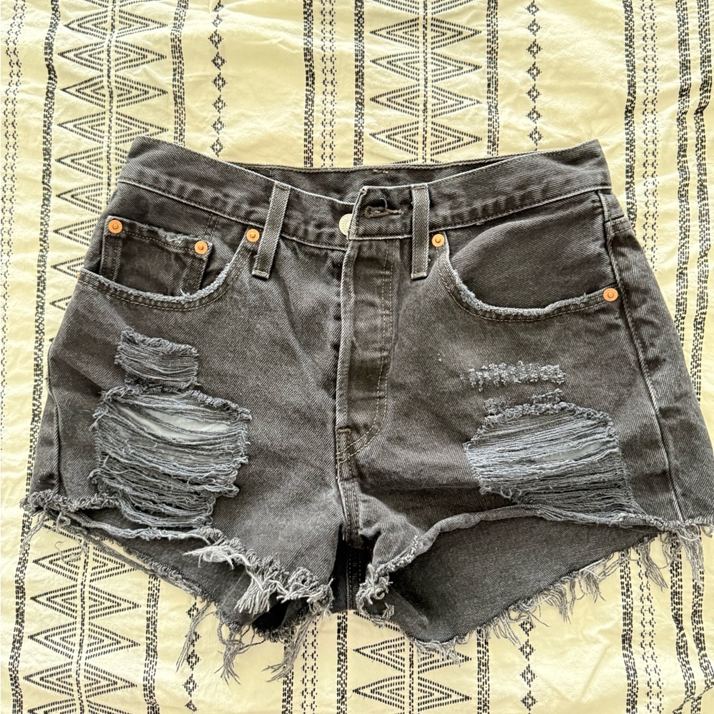 Levi's Charcoal Distressed Jean Shorts